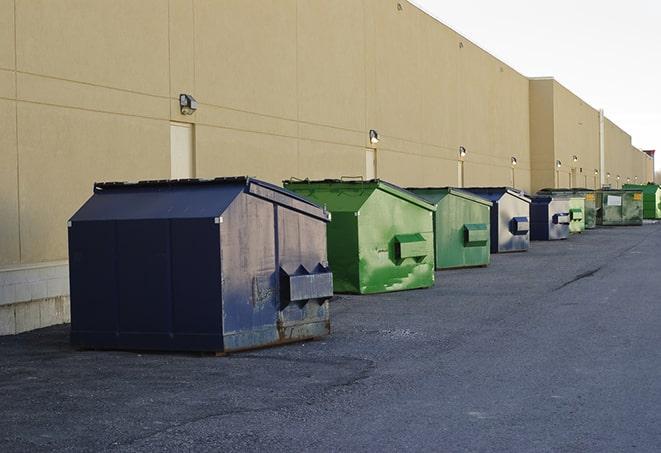 red and green waste bins at a building project in Bethesda MD